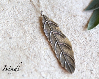 Long necklace, leaf necklace, nature necklace, sage leaf pendant, nature jewelry