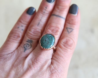 Turquoise Ring Copper, Adjustable. Turquoise Jewelry. Mothers Day Gift