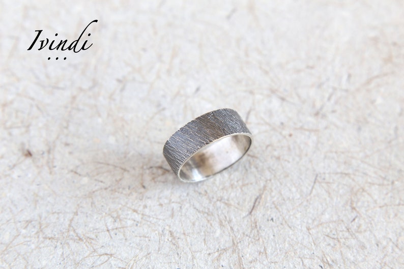 Unique Mens Ring Gift For Him Mens Textured Ring Silver Wedding Band
