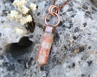 Crystal Pendulum Necklace, Sunstone Pendant, Healing Pendant Necklace. Magic Jewelry