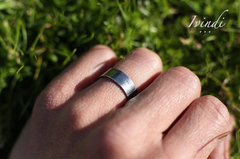 leaf print mens ring Silver mens band ring leaf mens thin band ring nature lover gift for him