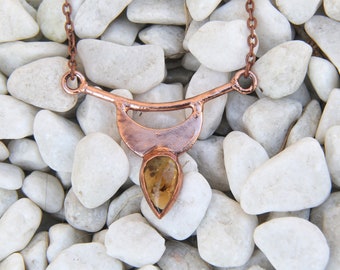 Citrine Chocker, Goddess Copper Necklace, Citrine Pendant Necklace. Witchy Jewelry, Citrine Jewelry.