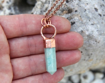 Amazonite Necklace, Copper Amazonite Pendulum. Witch Pendant Necklace. Amazonite Jewelry.