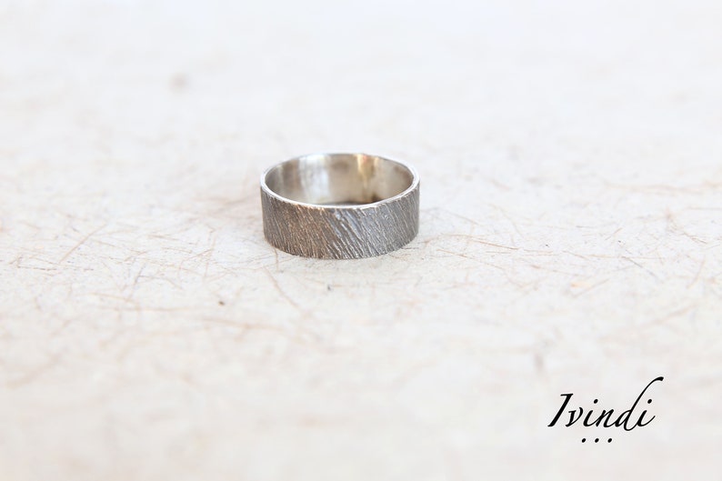 Unique Mens Ring Gift For Him Mens Textured Ring Silver Wedding Band