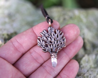 Tree of Life Necklace, Clear Quartz Pendant. Nature Jewelry