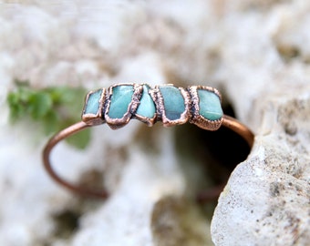 Pulsera de Esmeralda Natural, Brazalete de Cobre May Birthstone.