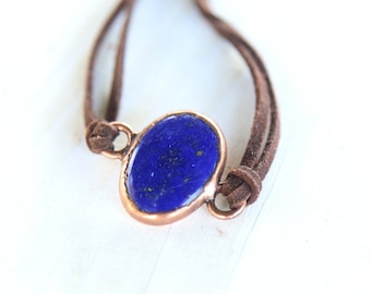 Lapis Lazuli Armband, verstellbares Kupfer Armband. Boho Lapis Lazuli Schmuck