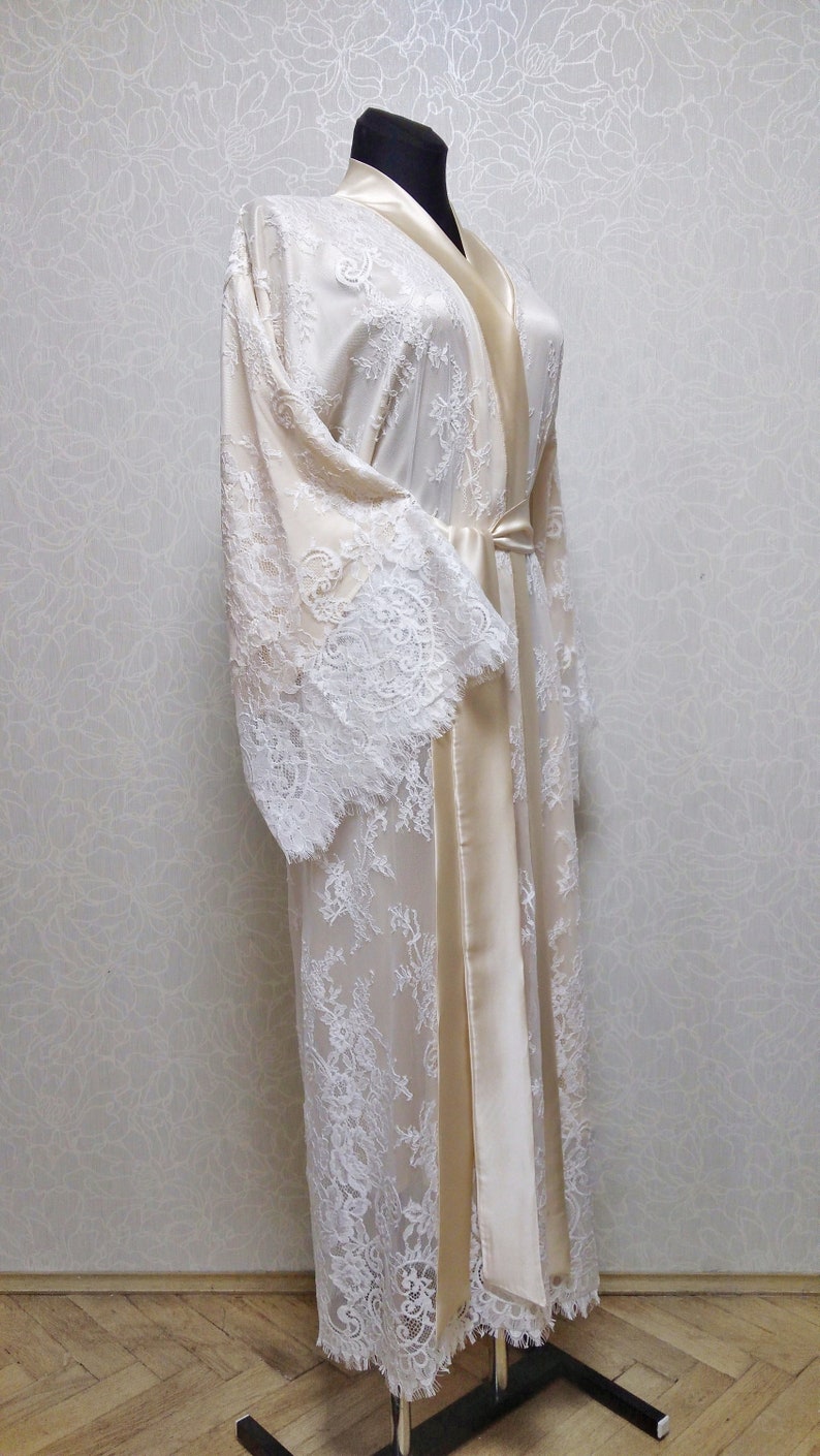 White Wedding Robe Long Bridal Robe Plus Size Robe Etsy