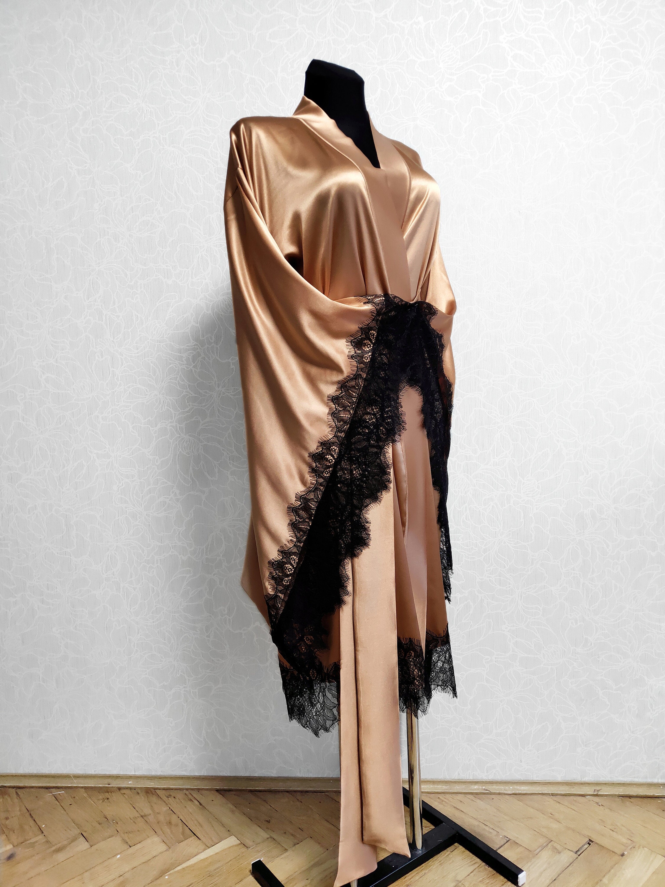 Gold silk deals dressing gown