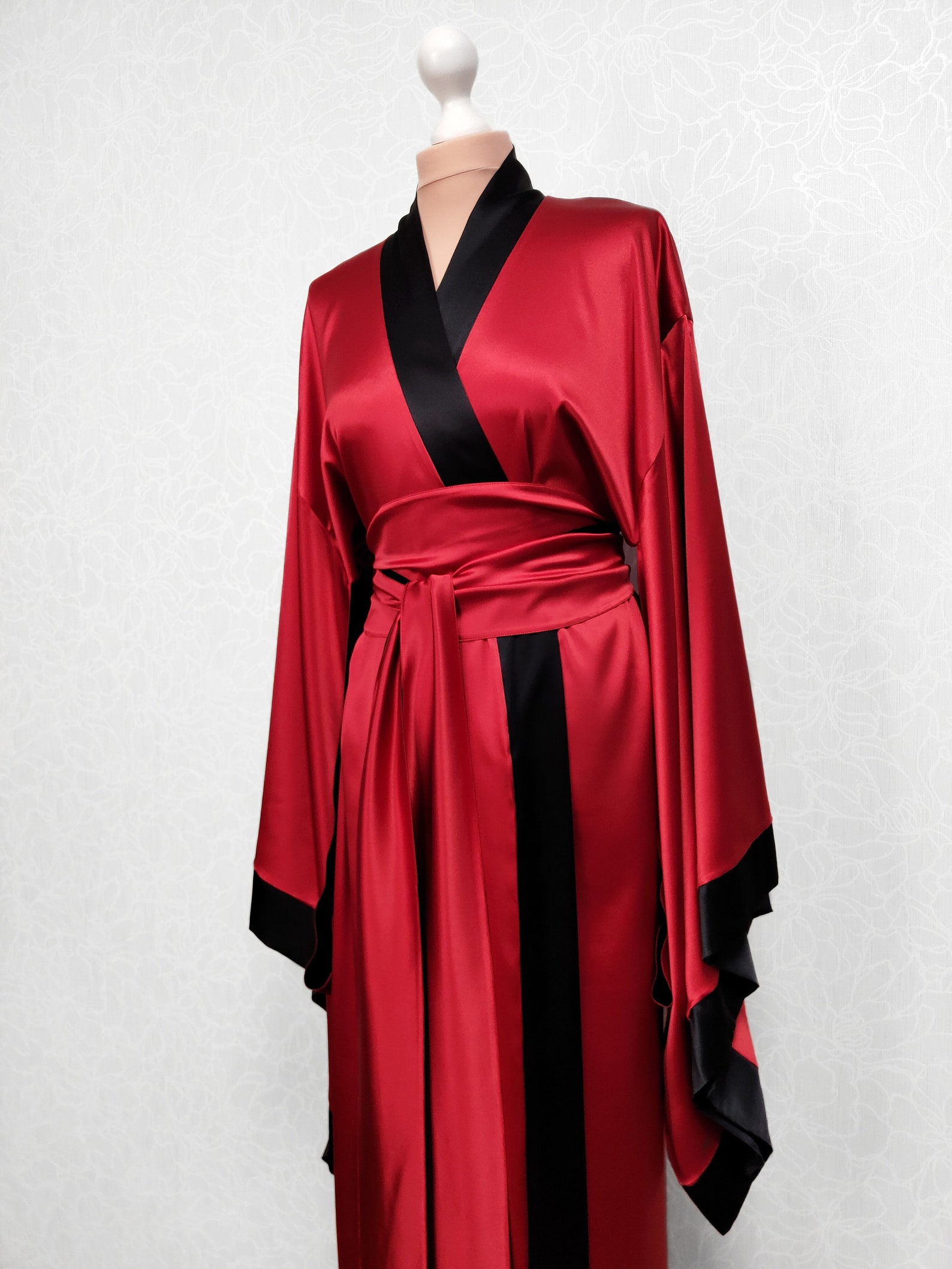 red silk robe long