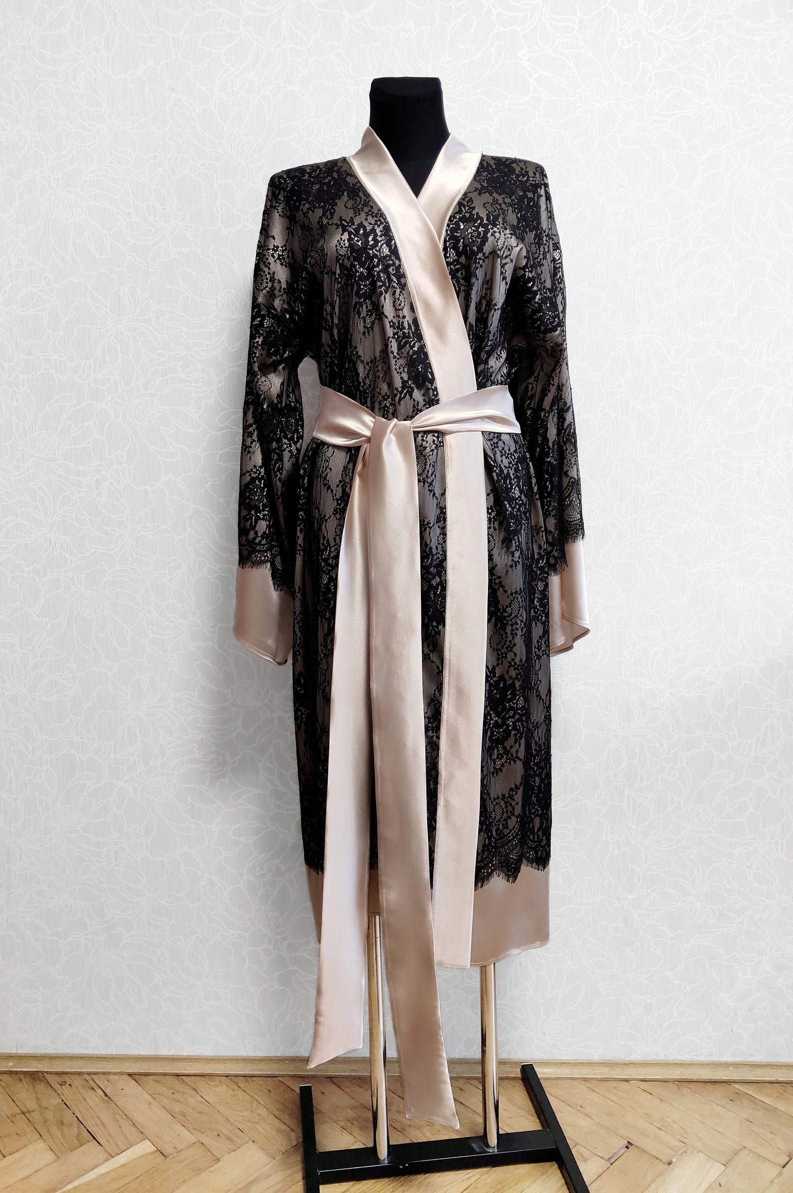 Long Silk Robe Silk Kimono Robe Boudoir Robe 100 Silk Plus - Etsy