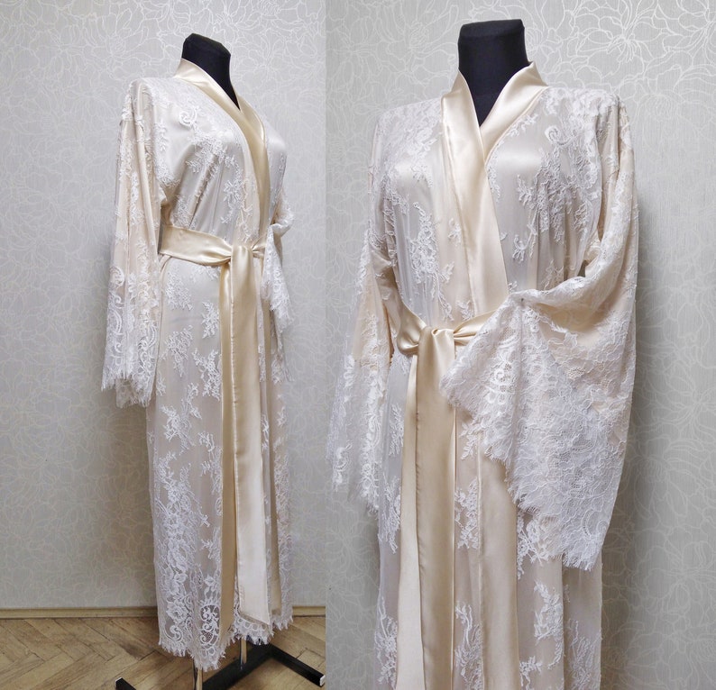 White Wedding Robe Long Bridal Robe Plus Size Robe Etsy