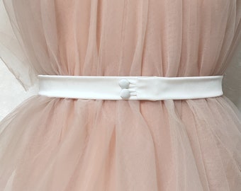 Ceinture de mariée en soie de mûrier avec boutons, ceinture de mariage fine, grande taille, ceinture en tissu, ceinture écharpe de mariée, ceinture blanc cassé, ceinture de robe de mariée,