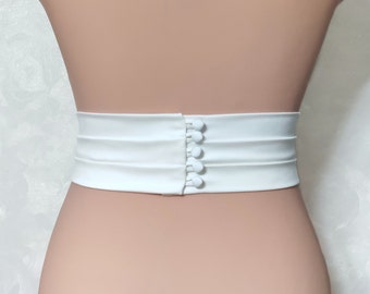 Silk satin 3 inch wide pleated belt, Fitted bridal belt, Simple wedding belt, ivory satin ribbon sash, Cummerbund belt, custom belt 2-3"