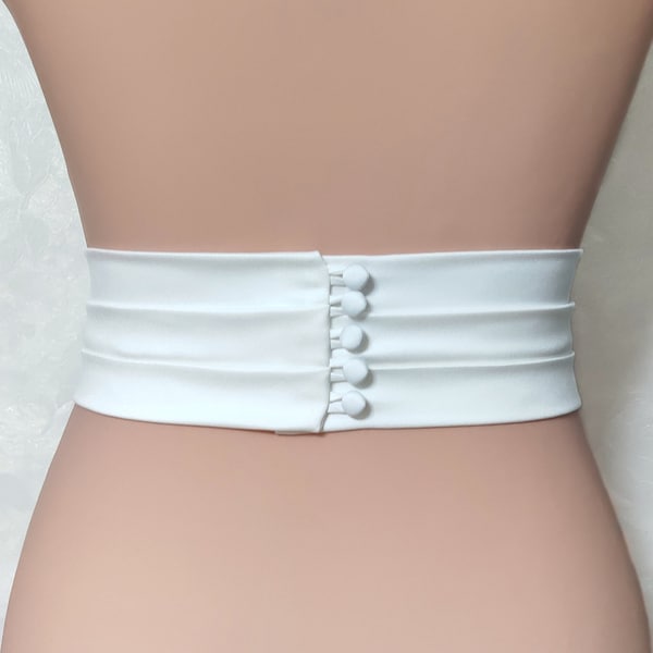 Silk satin 3 inch wide pleated belt, Fitted bridal belt, Simple wedding belt, ivory satin ribbon sash, Cummerbund belt, custom belt 2-3"