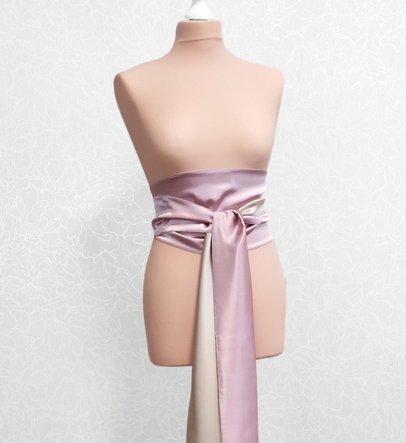 Satin Kimono Belt Narrow Black Floral Asian Brocade Sash Belt by Satin Swank® main image 4