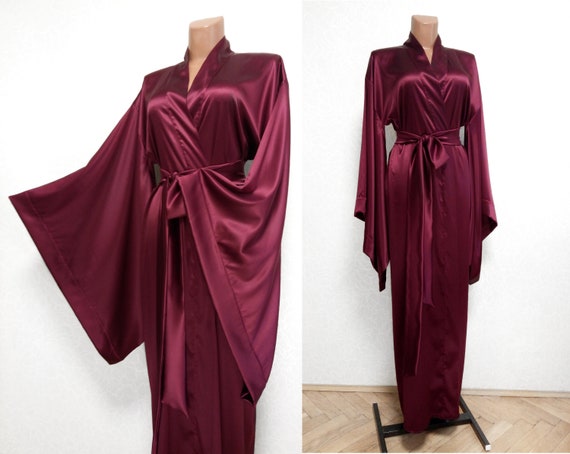 maroon satin robe