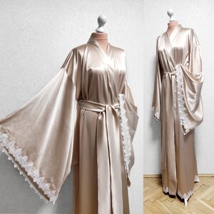 Long satin robe, silk kimono robe, long dressing gown women, silk bridal robe, 24 colors Mulberry silk, plus size robe, mother of the bride