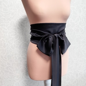 Black Mulberry Silk Obi Belt: Kimono Corset Sash, Plus Size