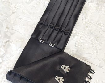 vintage black beaded belt,velvet, Beaded. wide sash or cummerbund-style piece. Beaded Cummerbund - Etsy main image 4