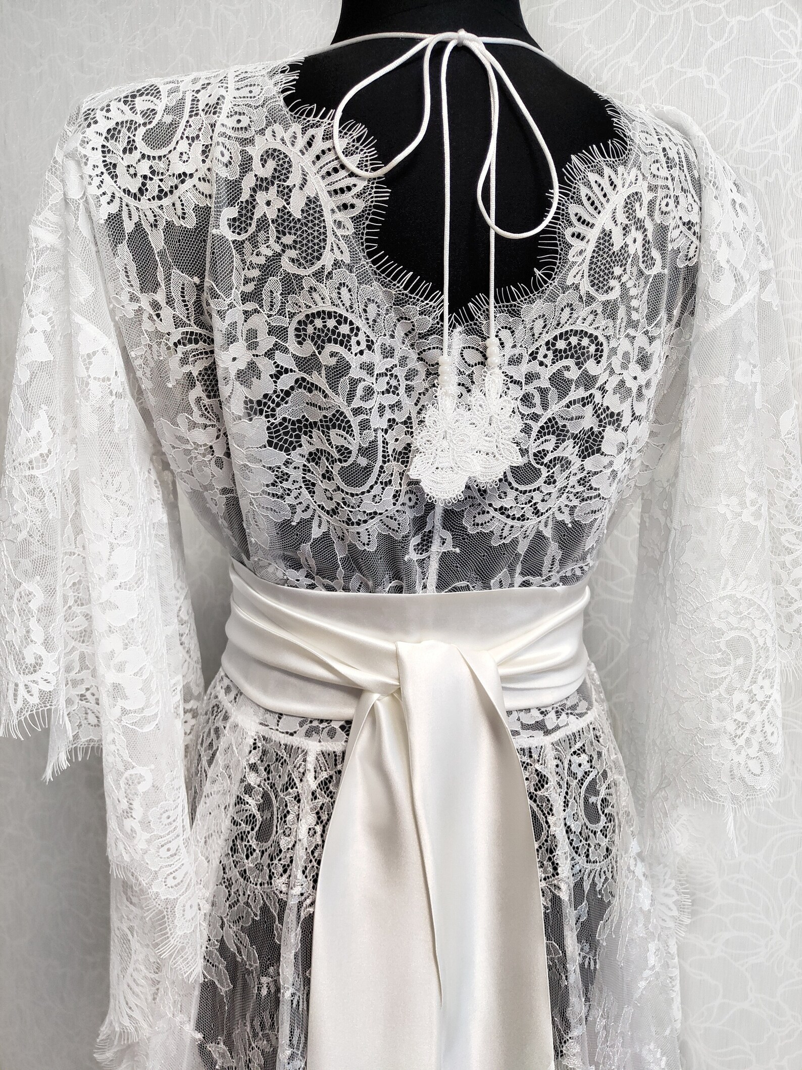 Sheer bride robe with train floor length bridal robe maxi Etsy