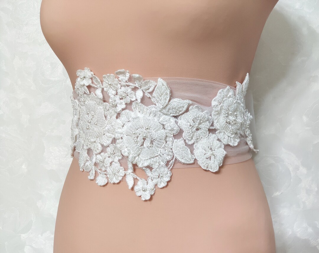 Ivory Bridal Belt, Wedding Sash With Bow, Bridal Belt for Wedding Dress ...