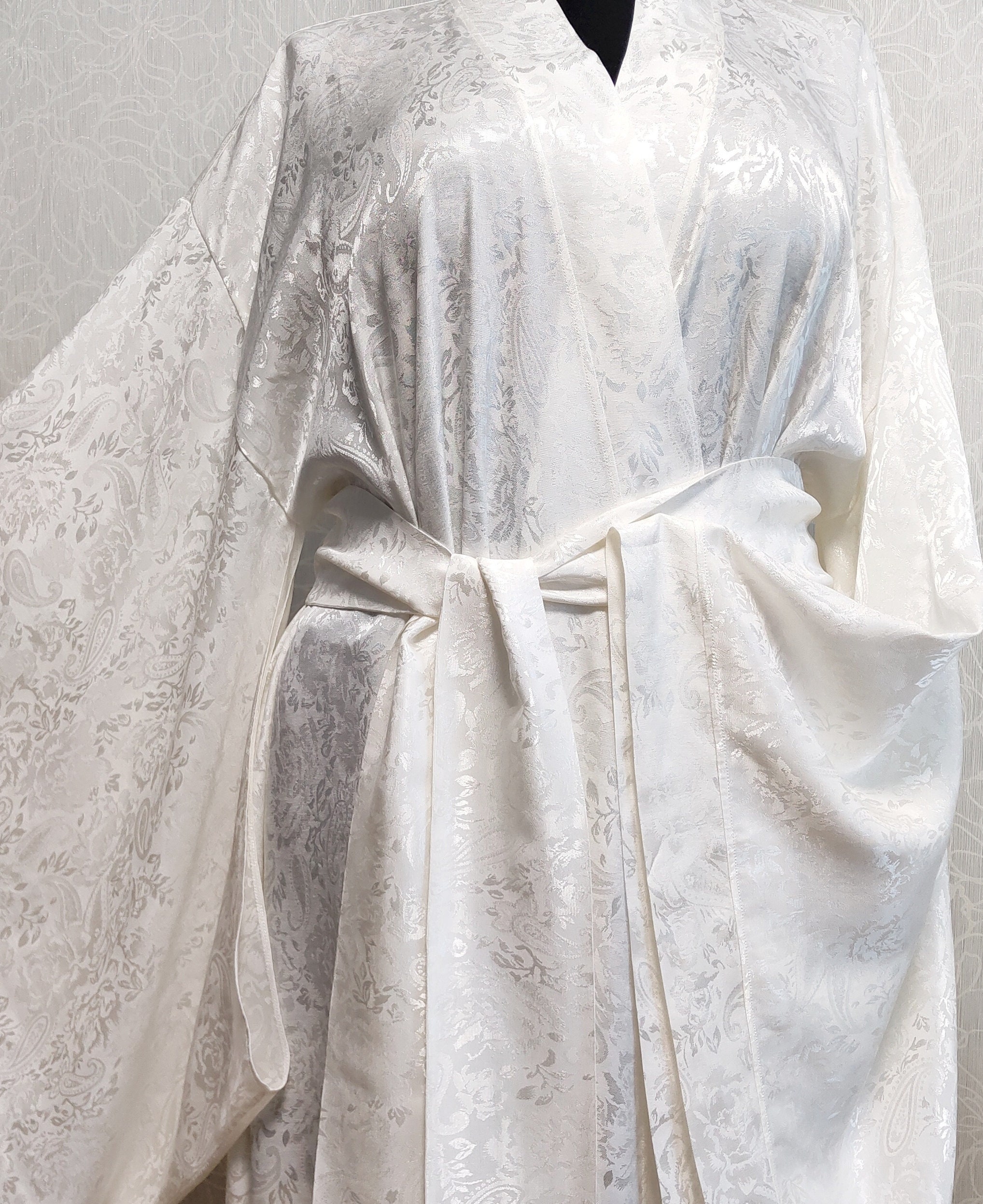 Cotton kimono robe floor length robe White bride robe plus Etsy