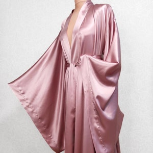 Silk Robe With Train Floor Length Robe Kimono Dressing Gown - Etsy