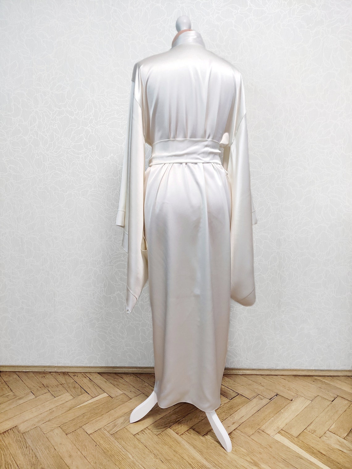 Long satin robe Floor Length robe lined satin Silk kimono Etsy