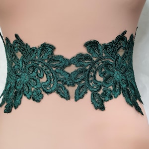 Dark Green Lace Wedding Dress Sash: Handmade Bridal Belt