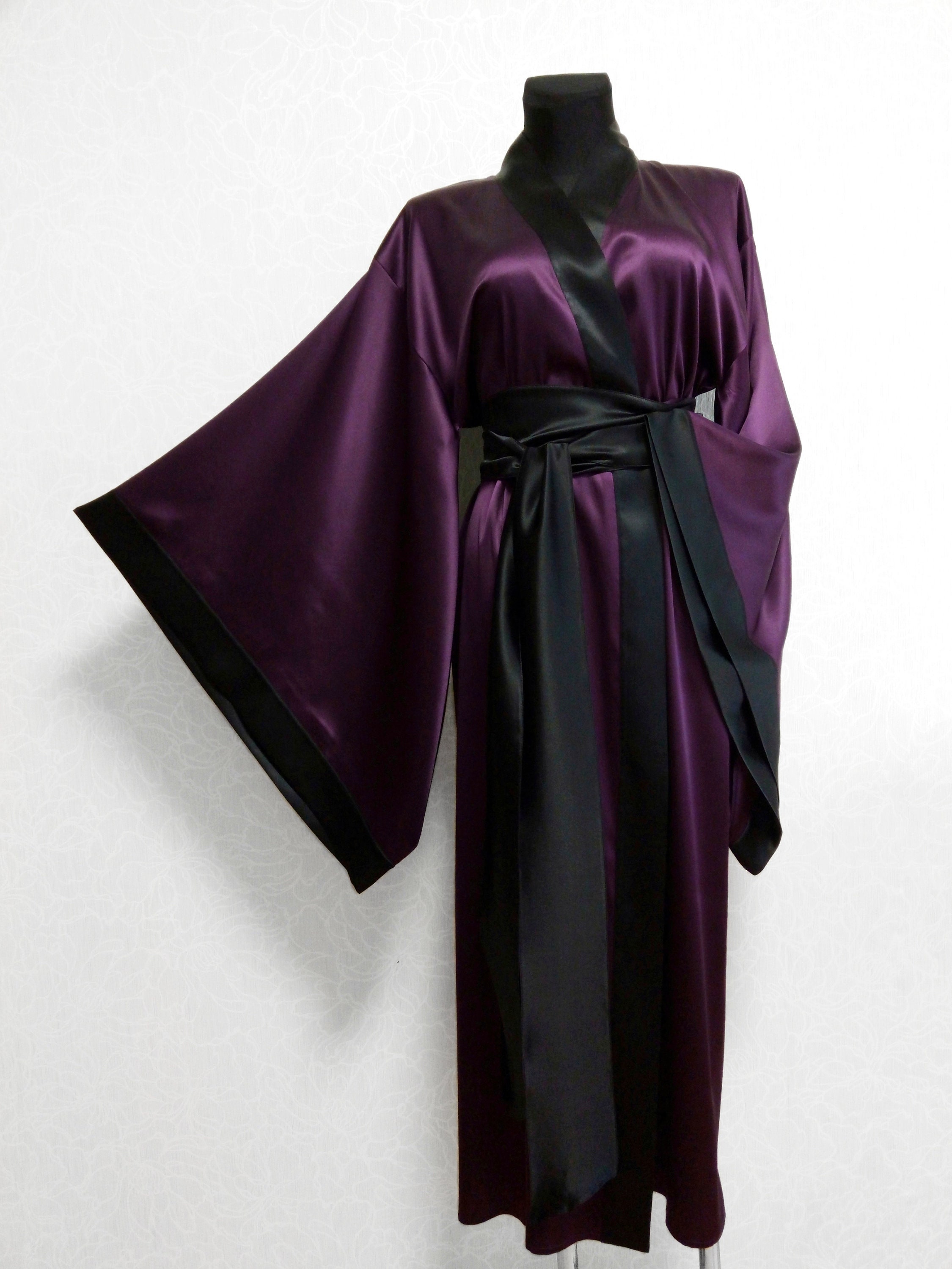 Silk kimono robe boudoir dressing gown satin robe silk | Etsy