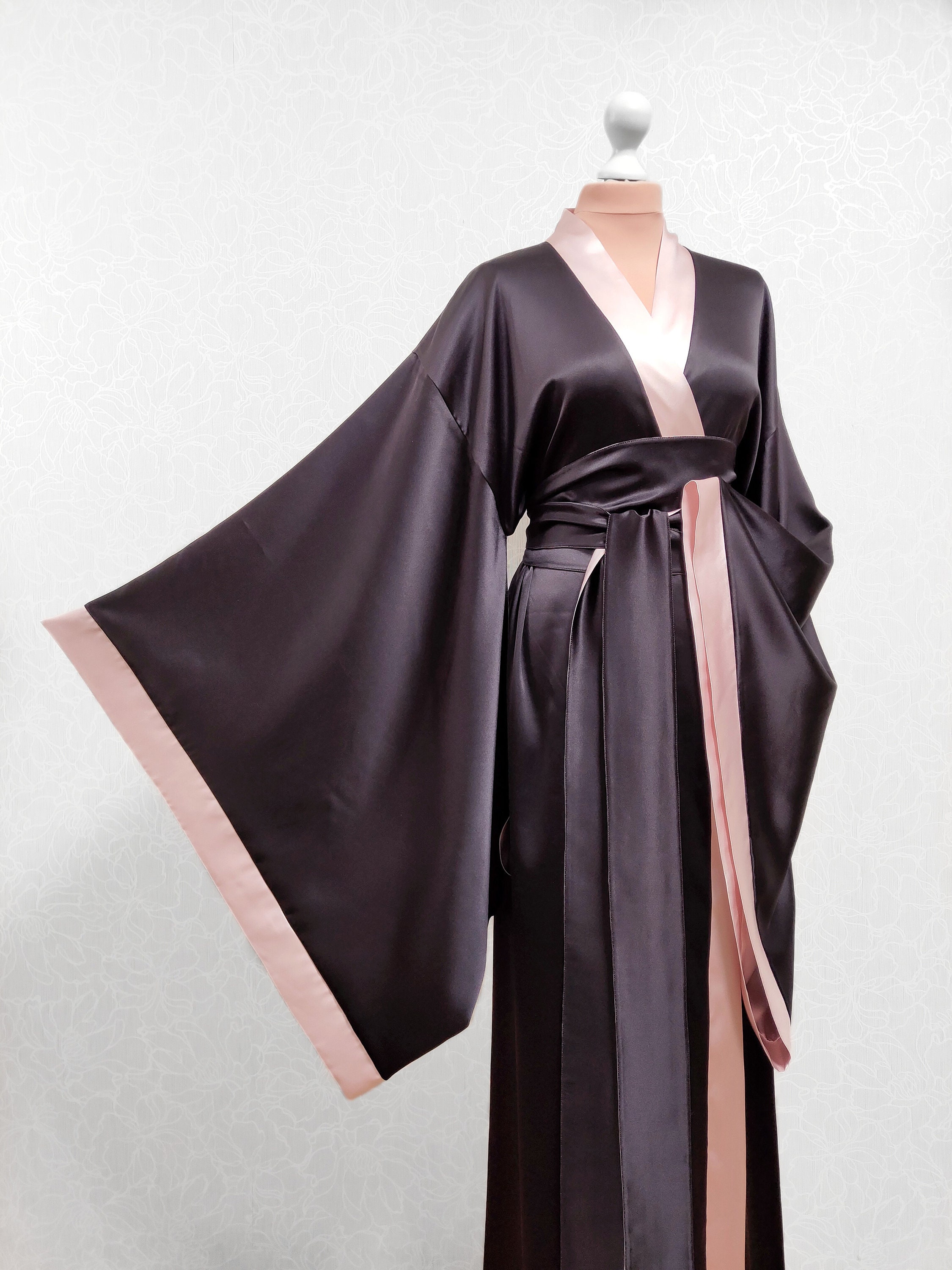 Silk Kimono Robe Pure Silk Robe Doublesided Kimono Floor Etsy Singapore