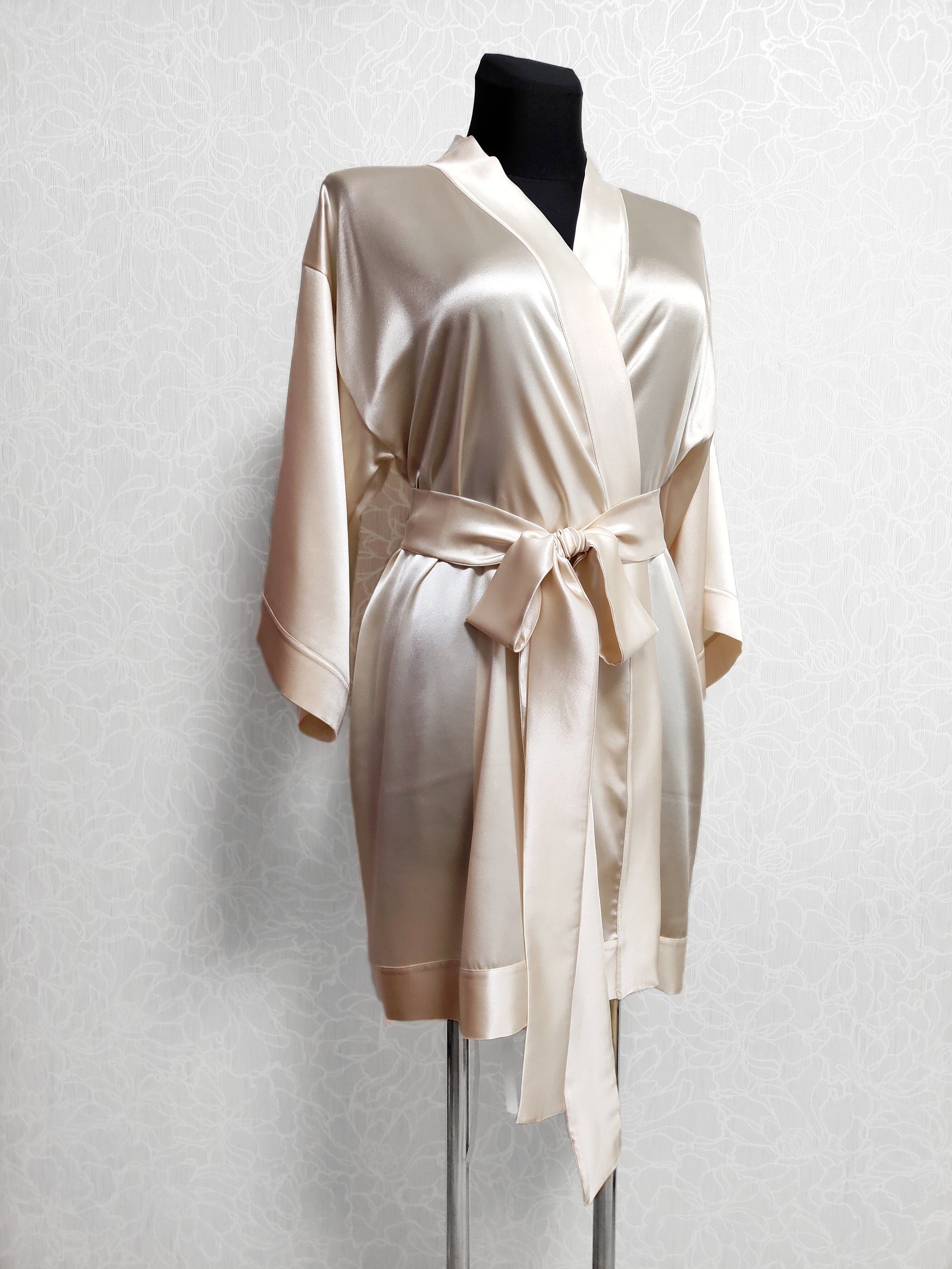 Short Silk Robe Silk kimono robe short bridal robe ivory | Etsy