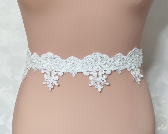 Ivory Lace Bridal Belt, Bridesmaid Sash, Flower Girl Sash  display picture 3