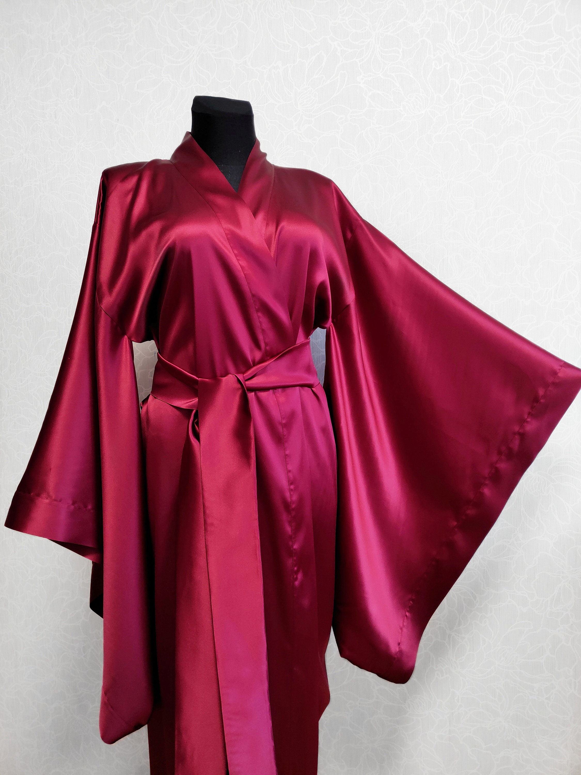 Burgundy Silk Kimono Robe 24 Colors Mulberry Silk Kimono - Etsy UK