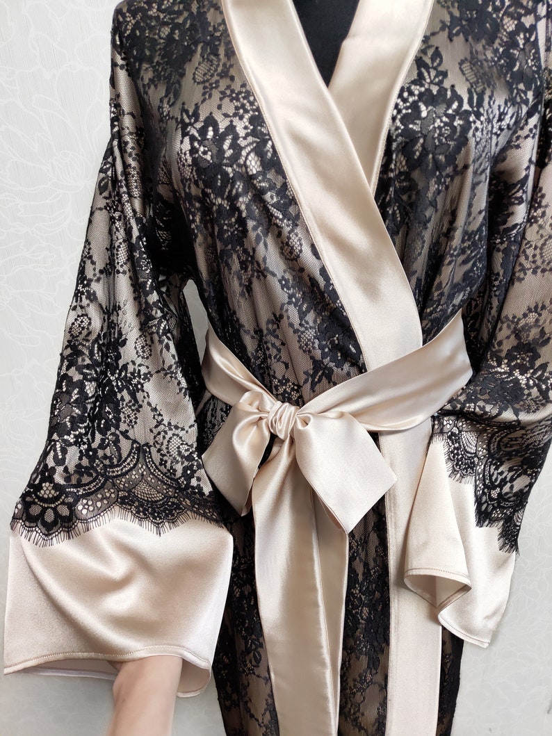 Long Silk Robe Silk Kimono Robe Boudoir Robe 100 Silk Plus Etsy