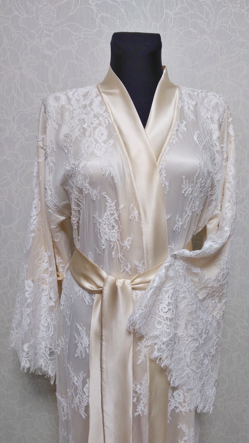 White Wedding Robe Long Bridal Robe Plus Size Robe Etsy