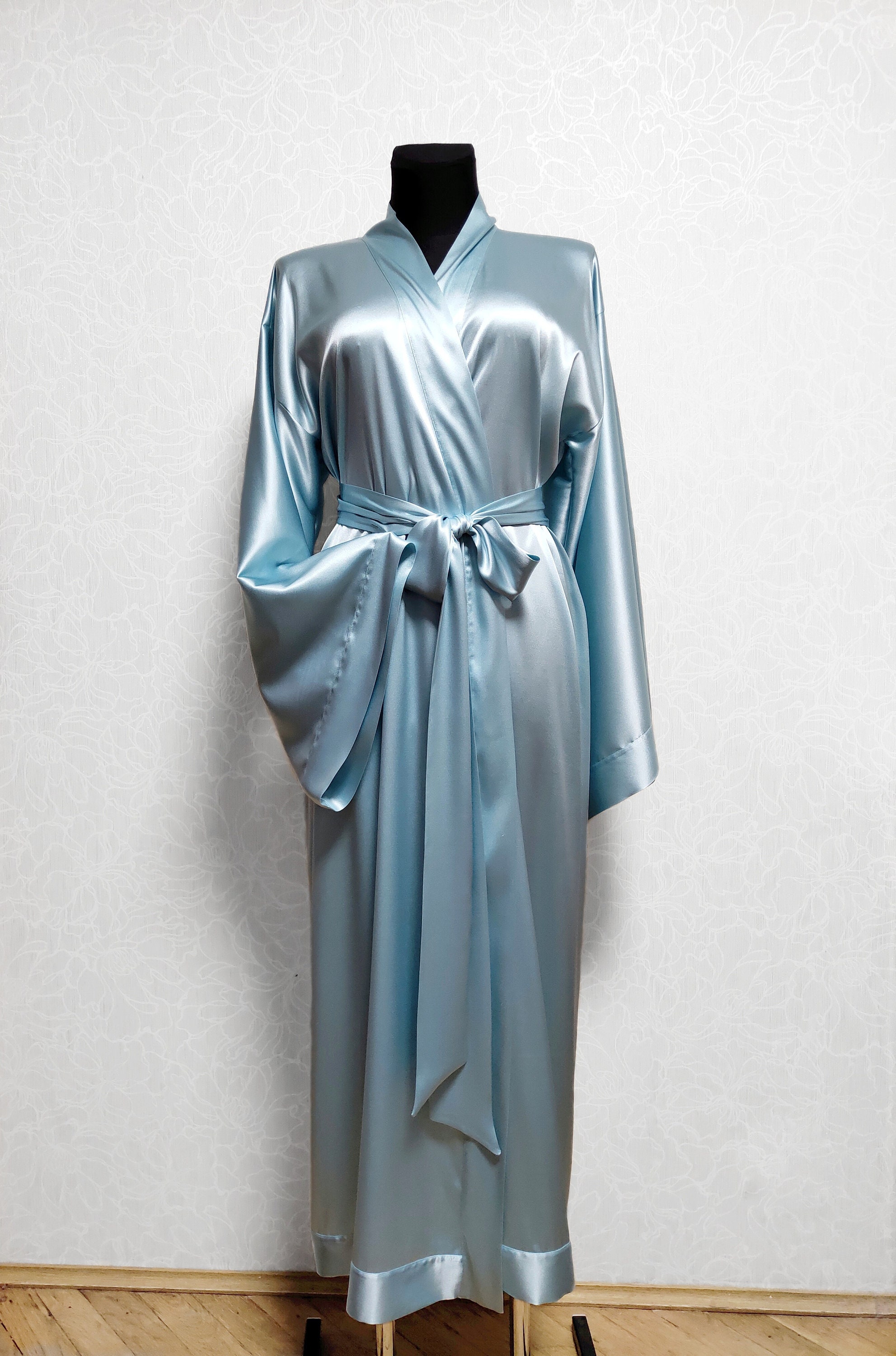 Silk Bridesmaid Robes Light Blue Bride Robe Custom Dressing Etsy