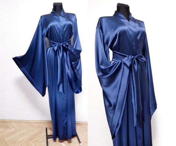 Ladies satin long Nightgown robe wrap lace detail 10 to plus 22 many colours