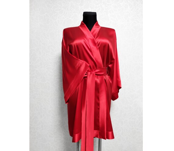 short red silk robe