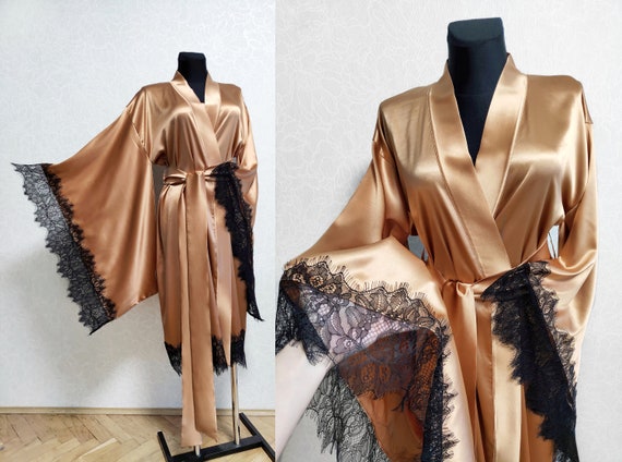Gold silk dressing best sale gown