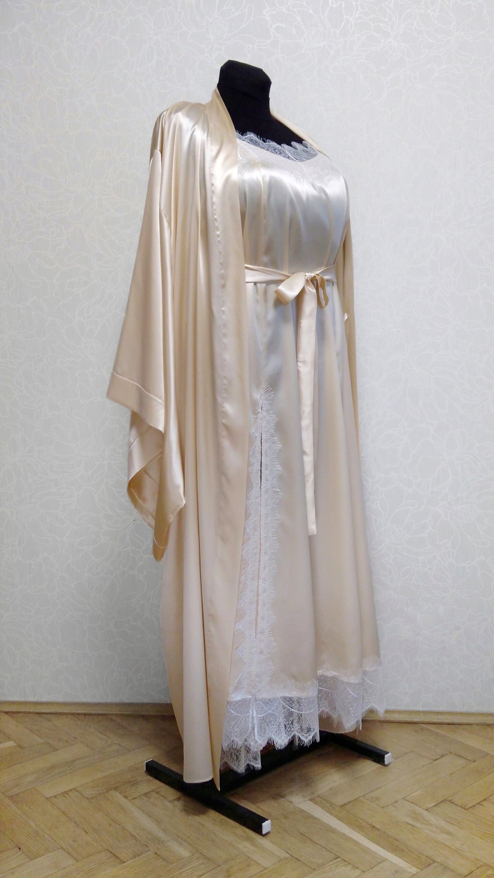 Silk bridal lingerie set Bridal silk nightgown 24 colors | Etsy