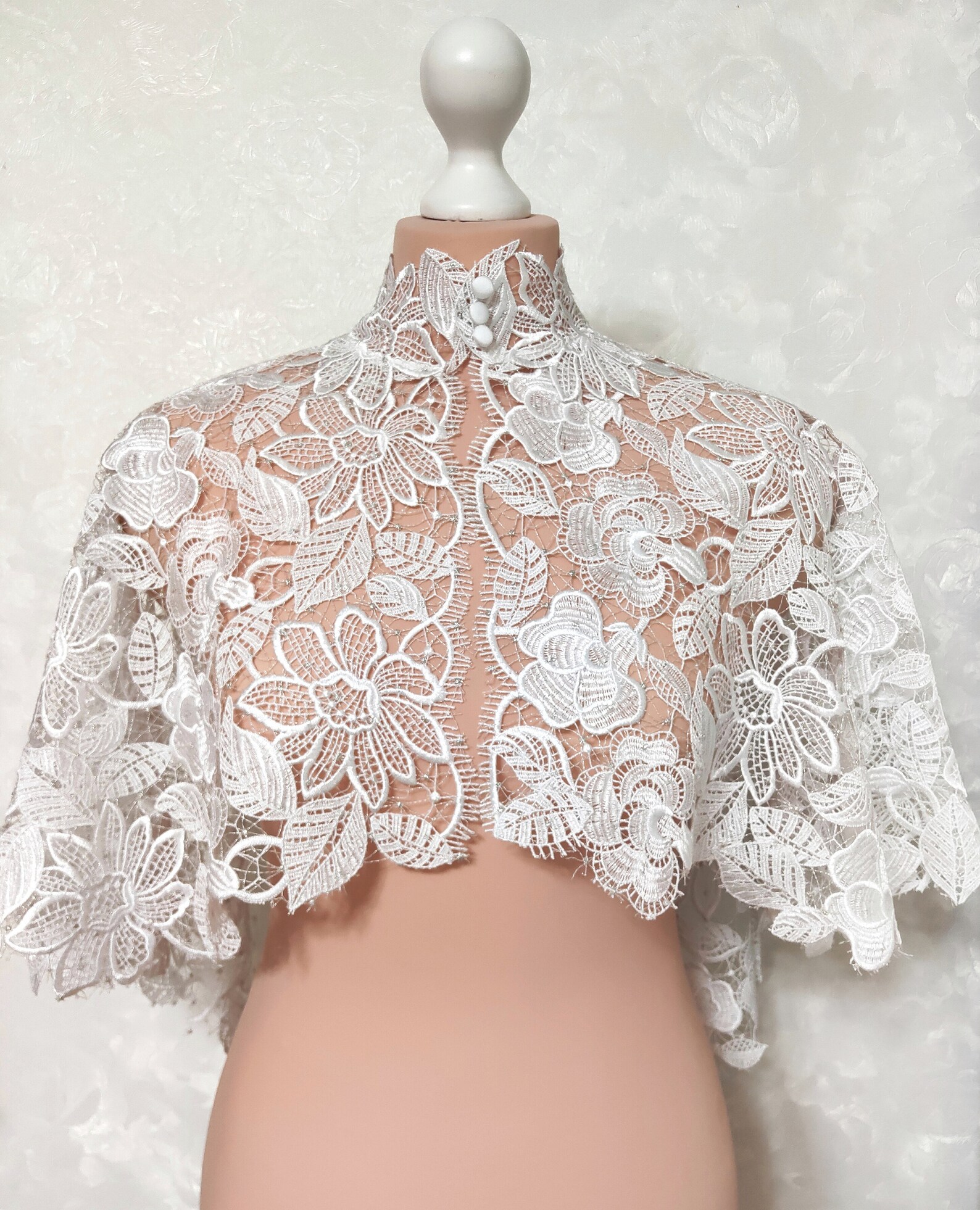 Floral Macrame Lace Wedding Bolero: White Flower Bridal Cape Veil - Etsy Floral Macrame Lace Wedding Bolero: White Flower Bridal Cape Veil - Etsy