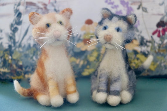 Needle Felting Kits for Beginners,Cat Head Photo Frame Ornaments Knitting  Kit - Lovely Cat Decor & Wool Felt Cat Plush Toy Colorful Wool Needle