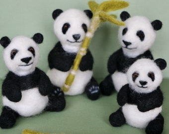 Patrón de Panda para Fieltro con Aguja - Lección de Animales de Fieltro DIY - Instrucciones de Fieltro - Fieltro con Aguja - Nivel Principiante - Guía Digital Instantánea en PDF para Crear un Panda