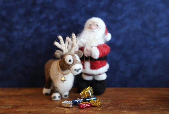3 Packs Christmas Needle Felting Kit for Beginners Reindeer Wool Felting Supplies Needle Felting Starter Kit with Santa Cldaus 
