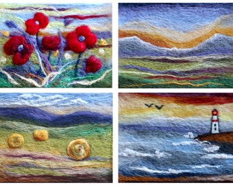 Needle Felted Painting E Tutorial - Landscape Needle Felt 2D Picture - Painting With Wool - DIY Beginner - Felted Paintings - PDF and Video