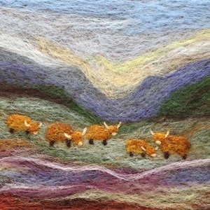 Make a Felted Painting - Highland Cow - Painting With Wool - Felt 2D Wool Painting - Highland Cow Lover Art - Hairy Coo Art - PDF and Video