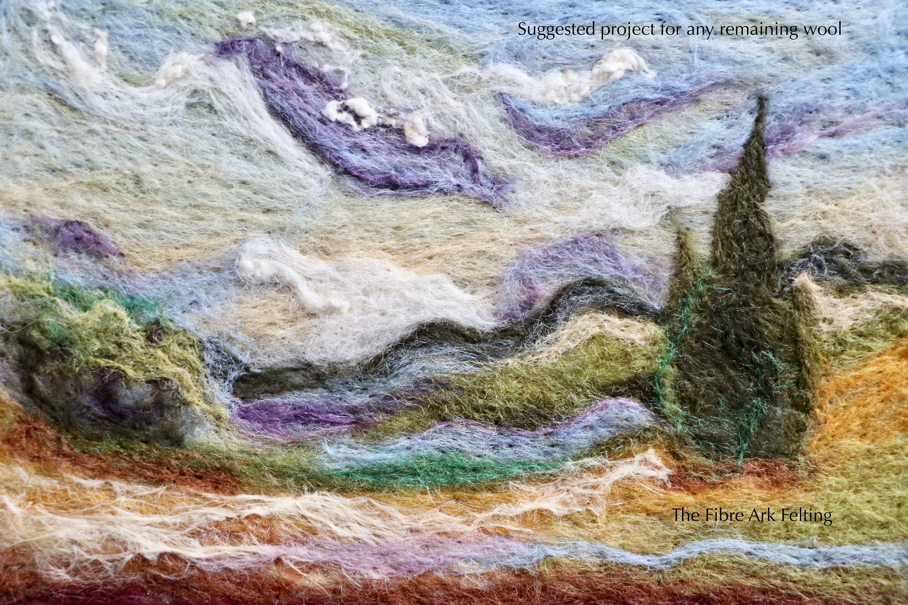 やま　　TODAYFUL Wool Painter 36 Lavender Fields Felting Pattern - Landscape Painting With Wool