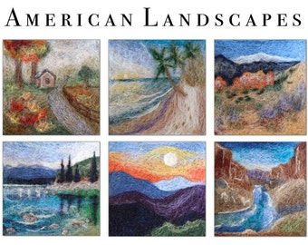 Wool Painting Tutorial - Needle Felting America - Felted Sky Mountain Ocean - Landscape Painting with Wool - Wool Art - DIY - Video Lesson